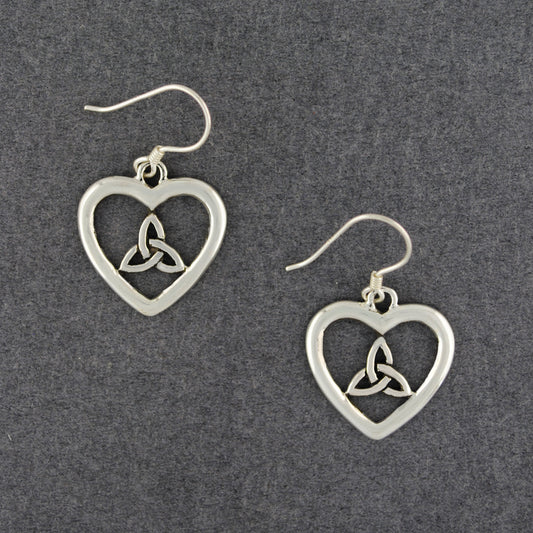 Sterling Silver Trinity Heart Earrings