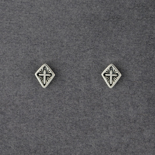 Sterling Silver Cross Stud Earrings