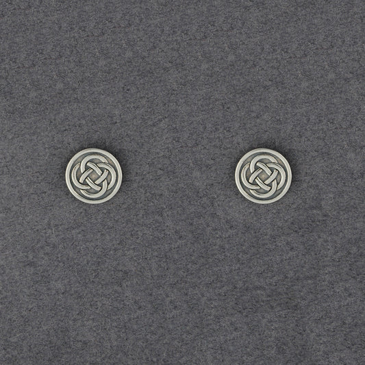 Sterling Silver Infinity Knot Medallion Stud Earrings