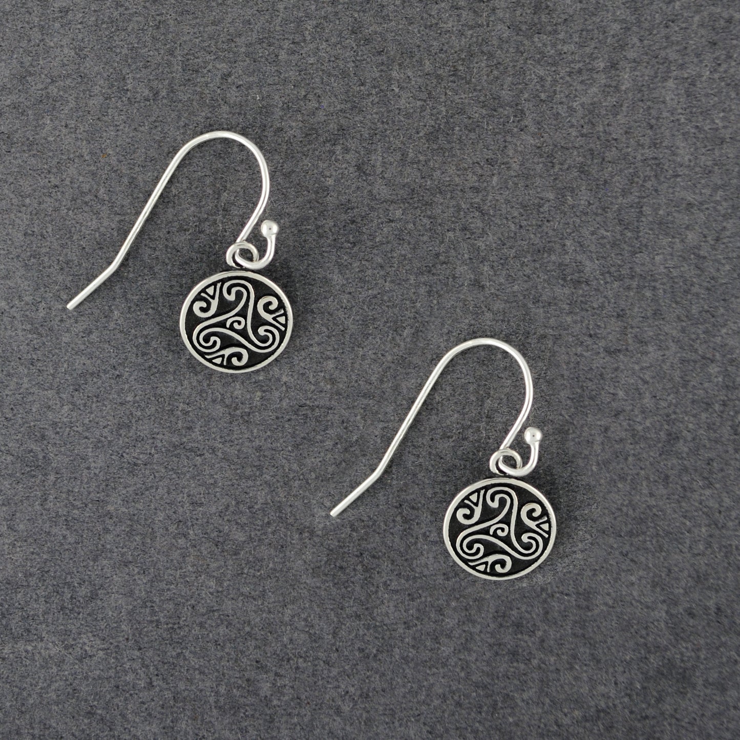 Sterling Silver Triskelion Disc Earrings