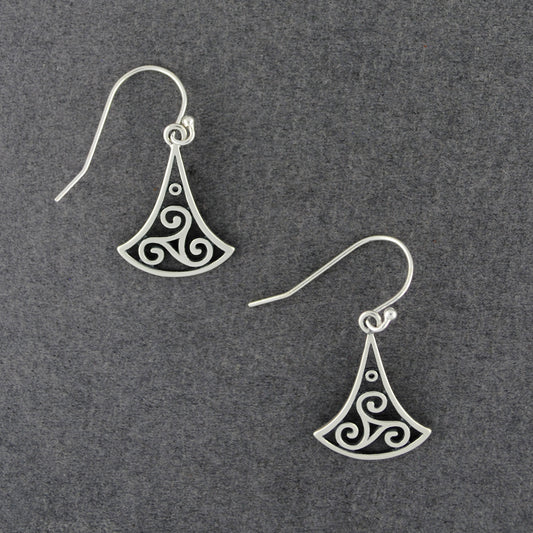 Sterling Silver Triskelion Triangle Earrings