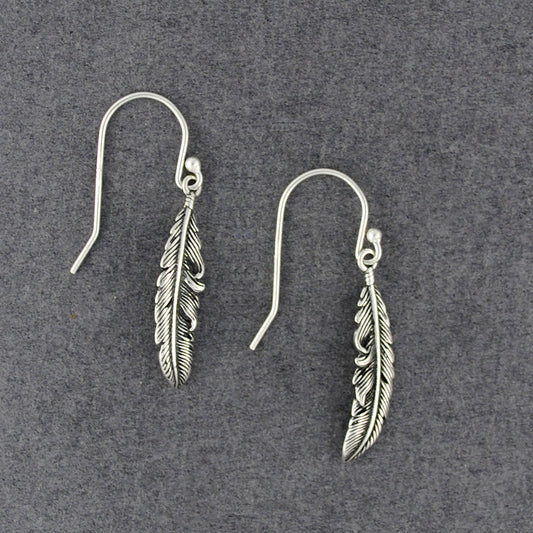 Sterling Silver Small Feather Earrings