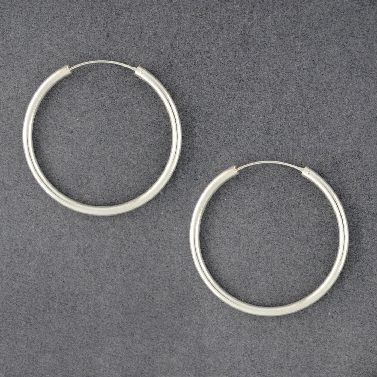 Sterling Silver Thick 45mm Continuous Hoop Earrings