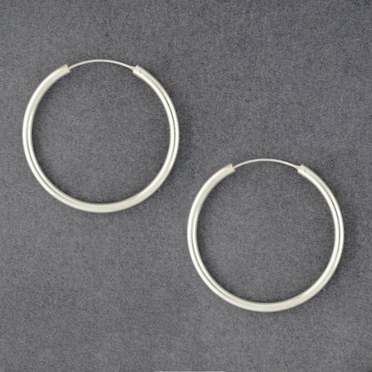 Sterling Silver Thick 45mm Continuous Hoop Earrings