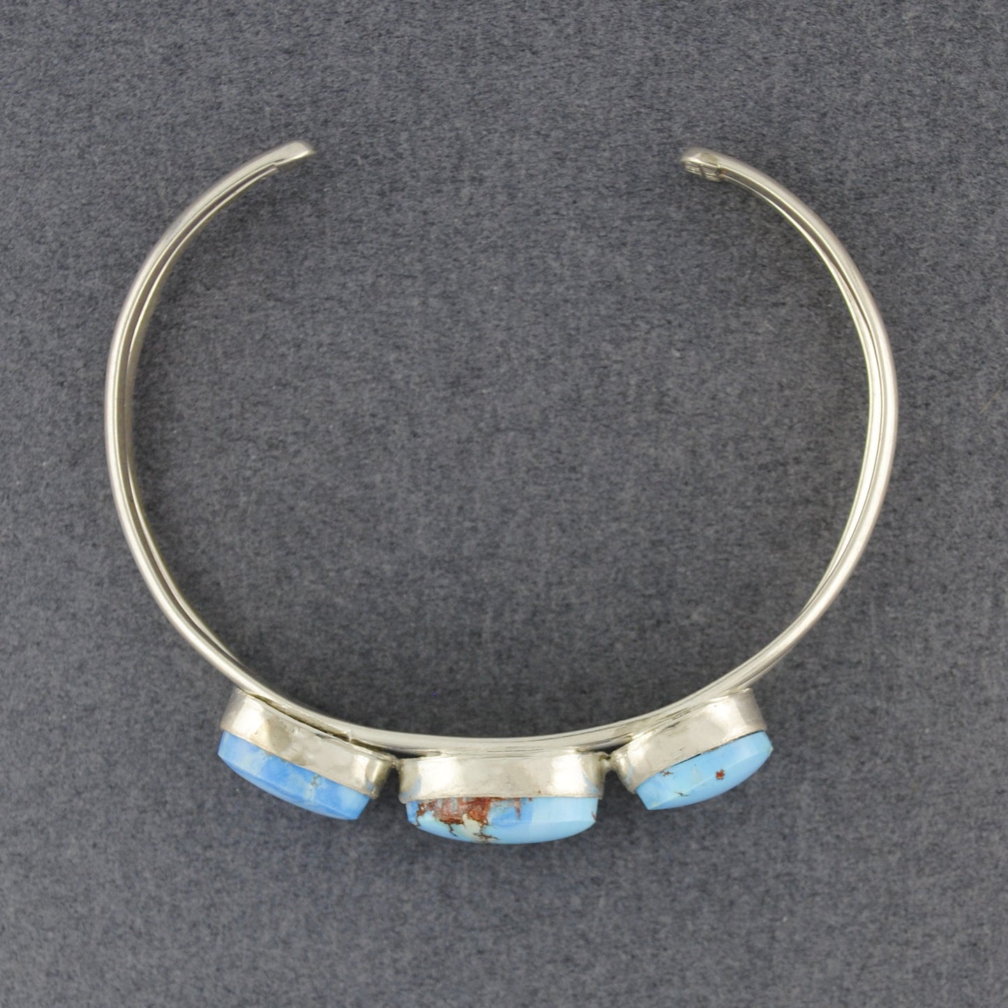 Sterling Silver Golden Hill Turquoise 3 Stone Cuff Bracelet