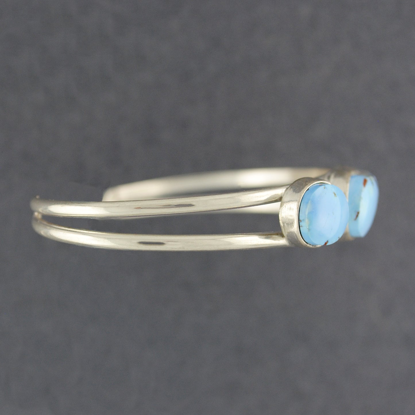 Sterling Silver Golden Hill Turquoise 3 Stone Cuff Bracelet