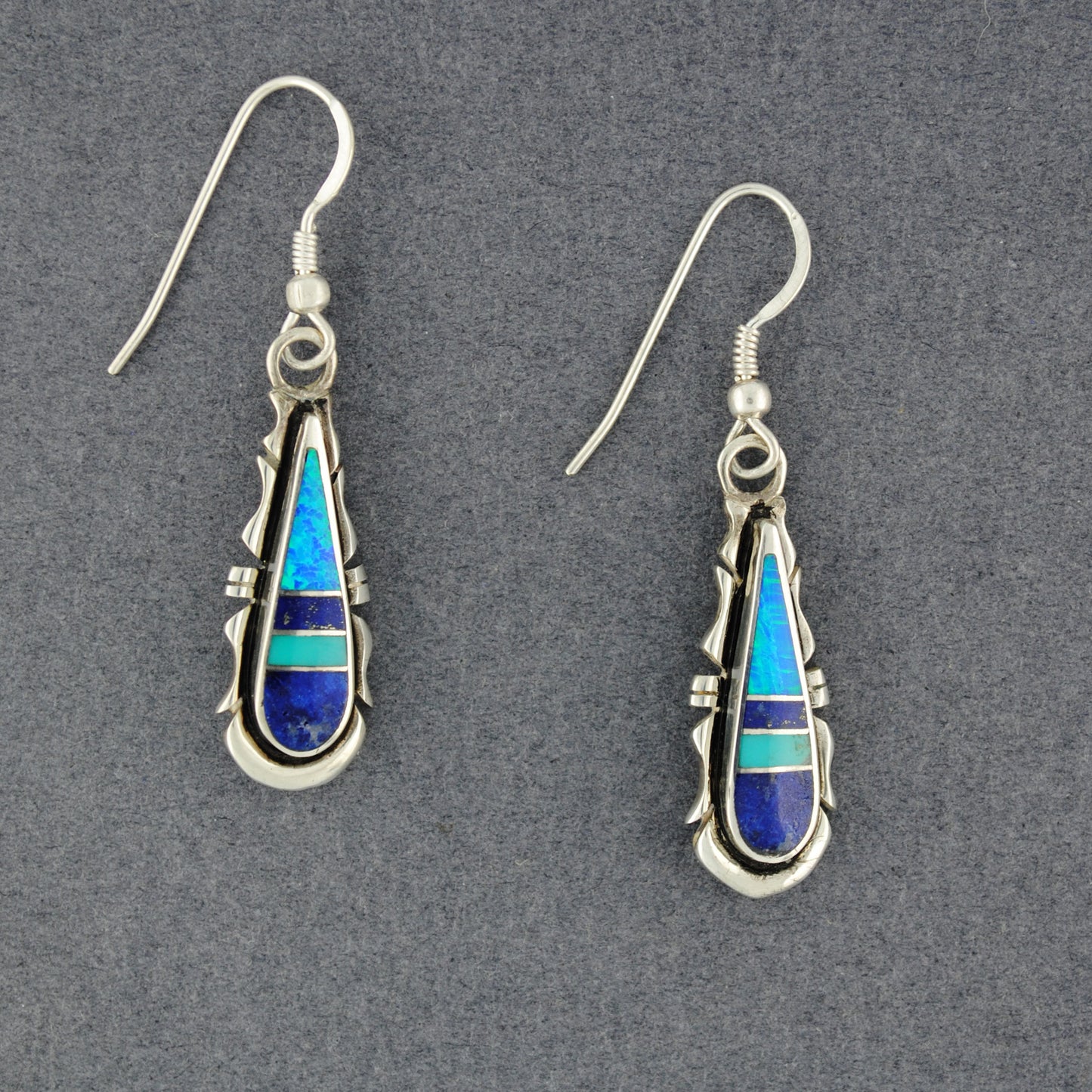 Sterling Silver Turquoise River Inlay Earrings