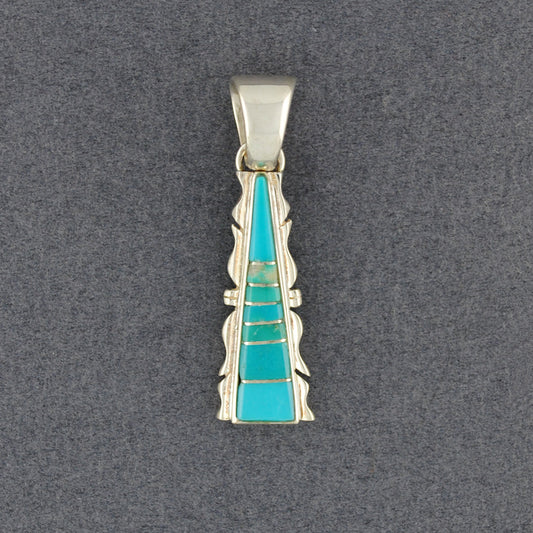 Sterling Silver Turquoise Inlay Triangle Pendant