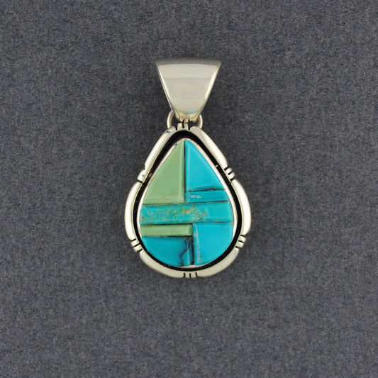 Sterling Silver Turquoise Inlay Teardrop Pendant
