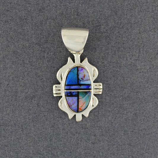Sterling Silver Spider Web Opal Oval Pendant
