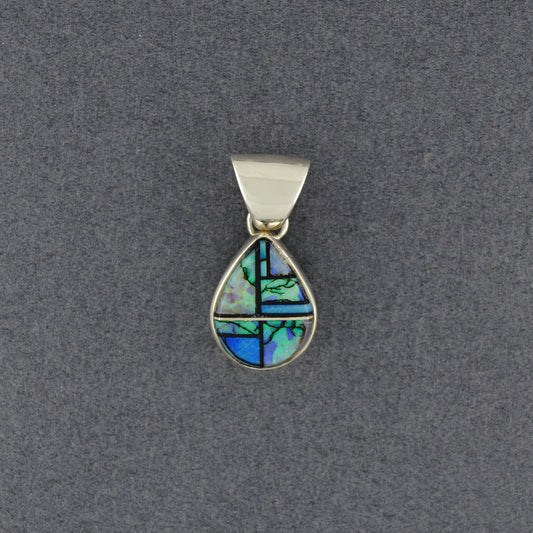 Sterling Silver Spider Web Opal Teardrop Pendant