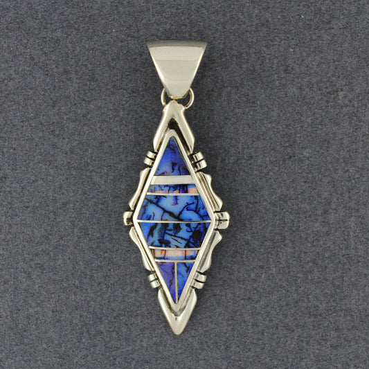 Sterling Silver Spider Web Opal Diamond Pendant