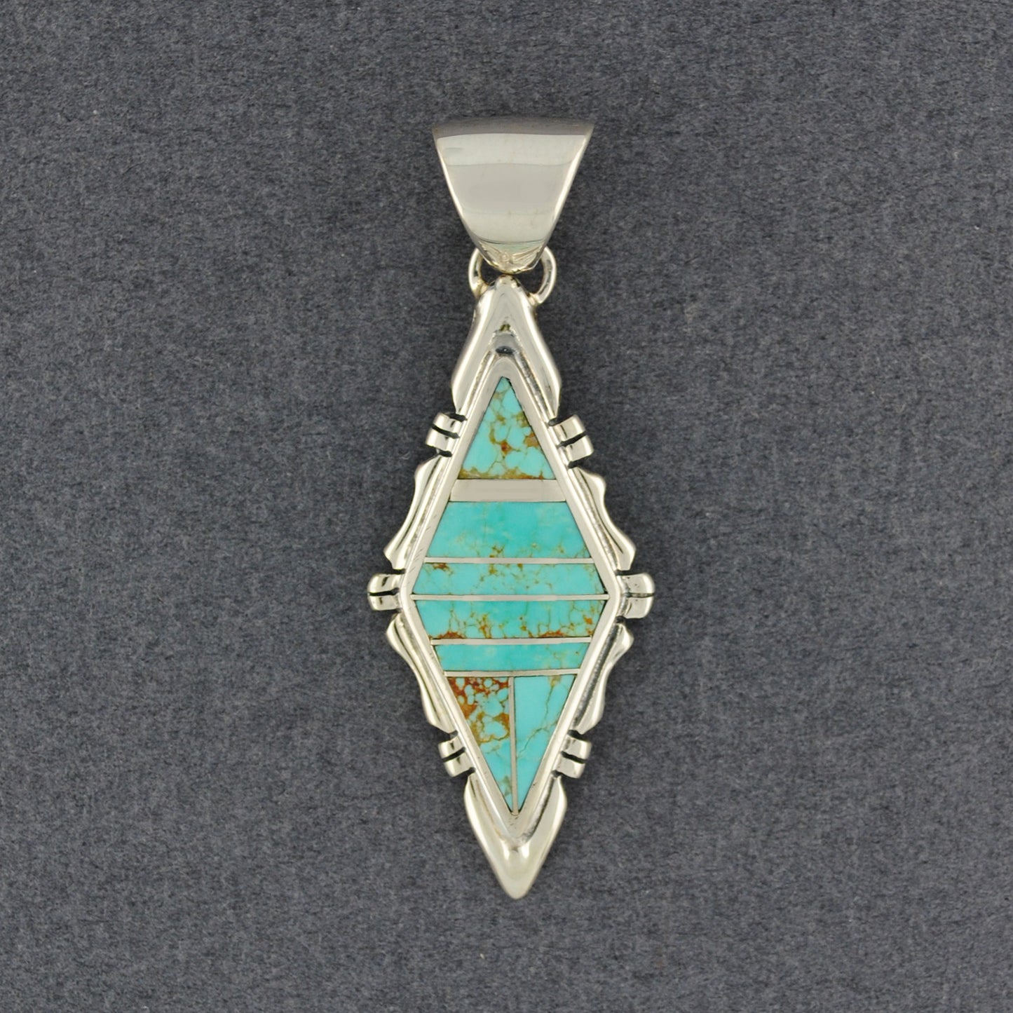 Sterling Silver Turquoise Inlay Diamond Pendant