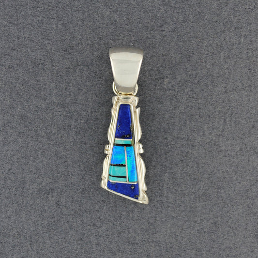 Sterling Silver Turquoise River Inlay Pendant