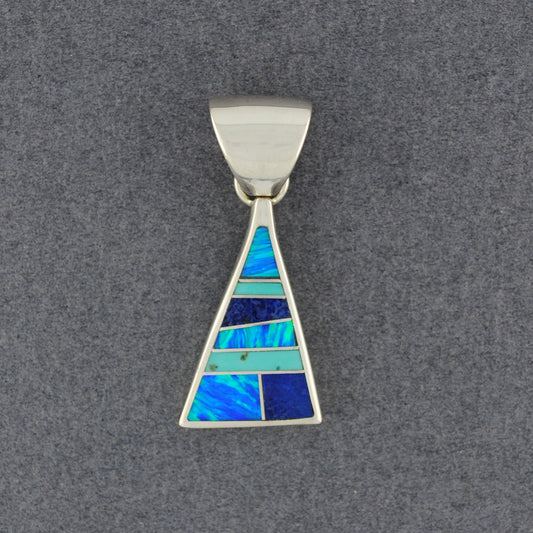 Sterling Silver Turquoise River Triangle Pendant