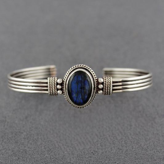 Sterling Silver Nepali Labradorite Cuff Bracelet