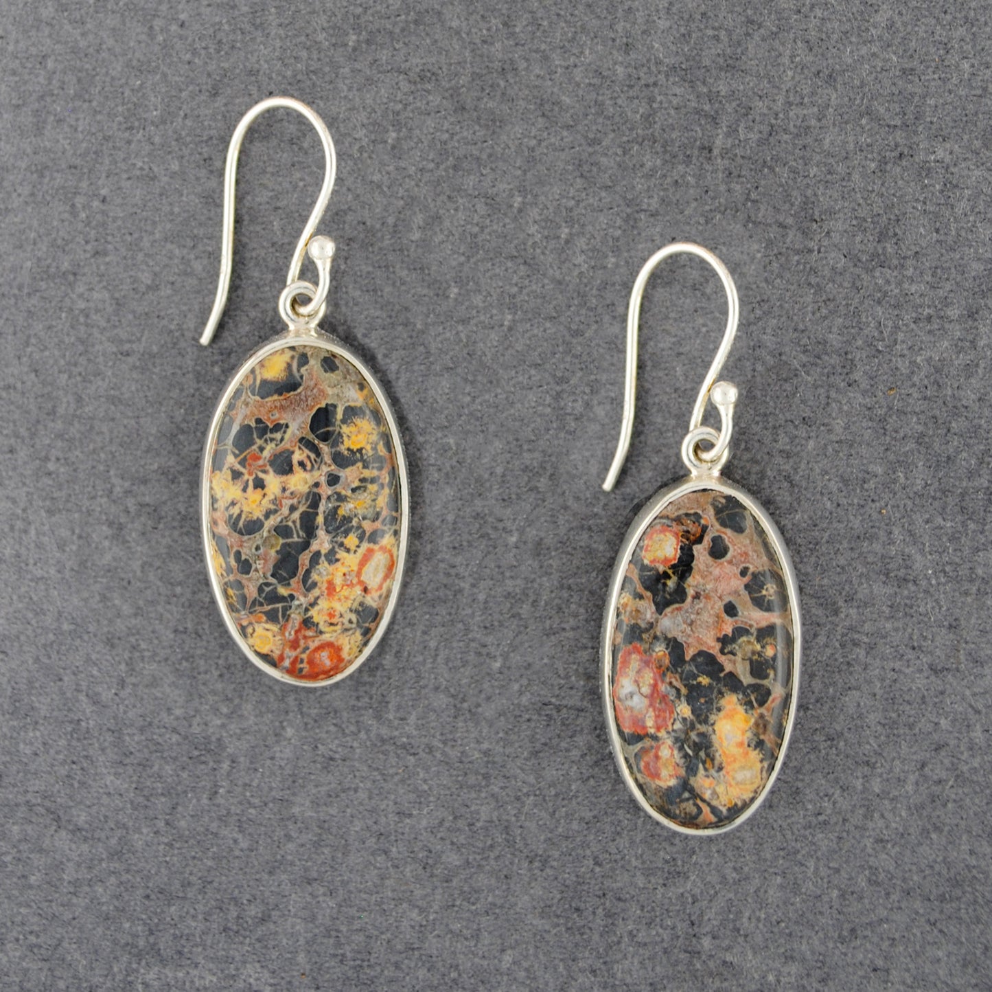 Sterling Silver Leopard Jasper Oval Earrings