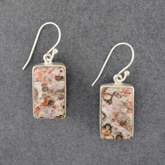 Sterling Silver Jasper Retangle Earrings