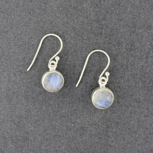 Sterling Silver Rainbow Moonstone Small Circle Earrings