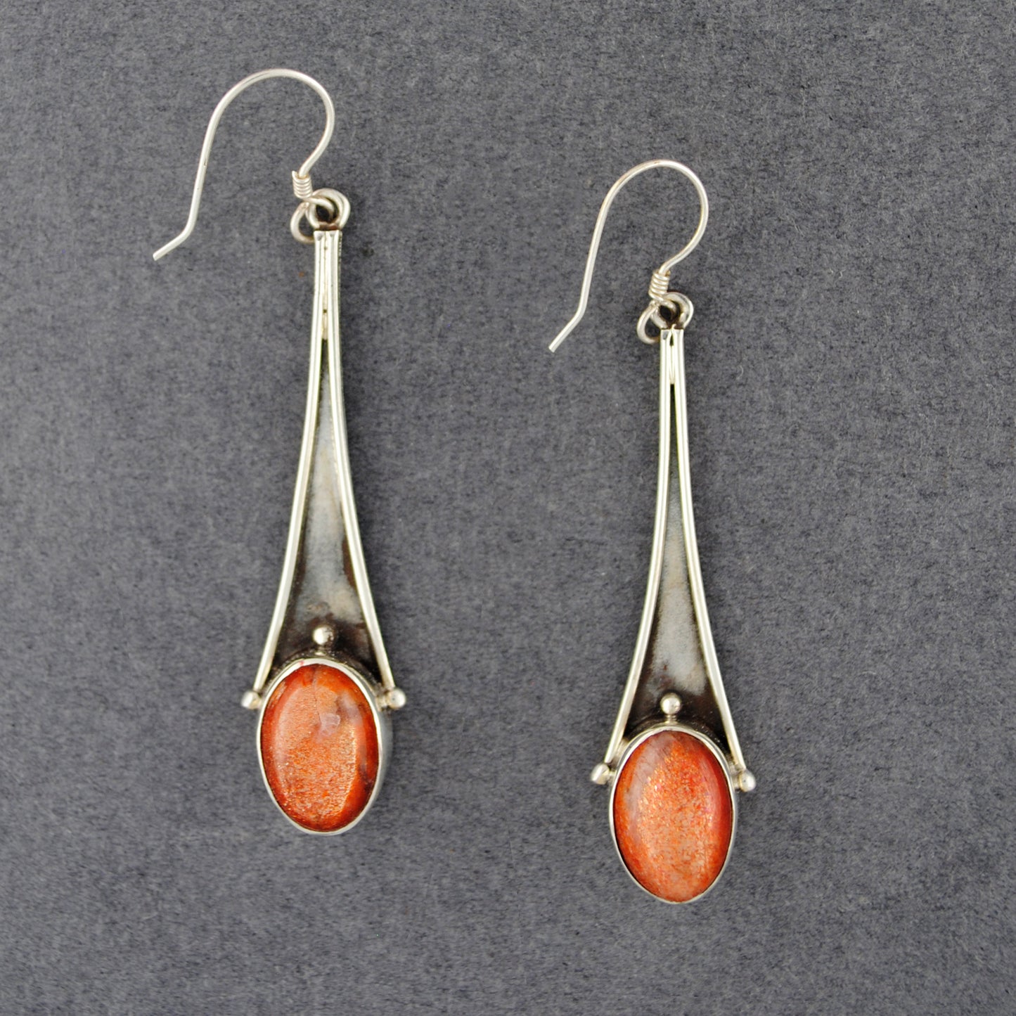 Sterling Silver Sunstone Long Drop Earrings
