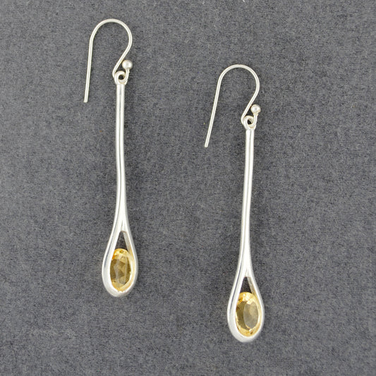 Sterling Silver Citrine Long Drop Earrings