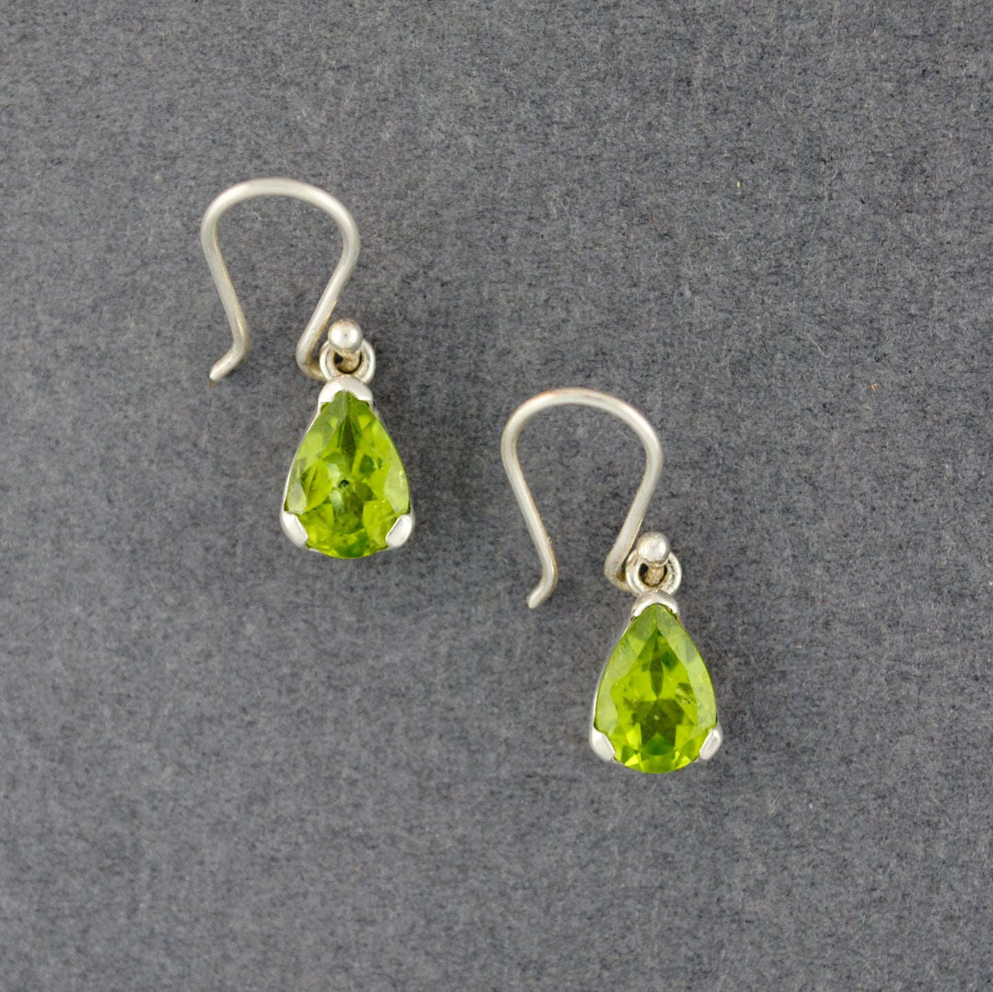 Sterling Silver Peridot Teardrop Earrings