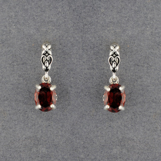 Sterling Silver Garnet Dangle Earrings