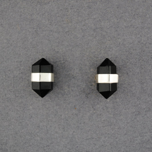 Sterling Silver Onyx Point Stud Earrings