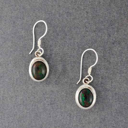 Sterling Silver Opal Oval Earrings