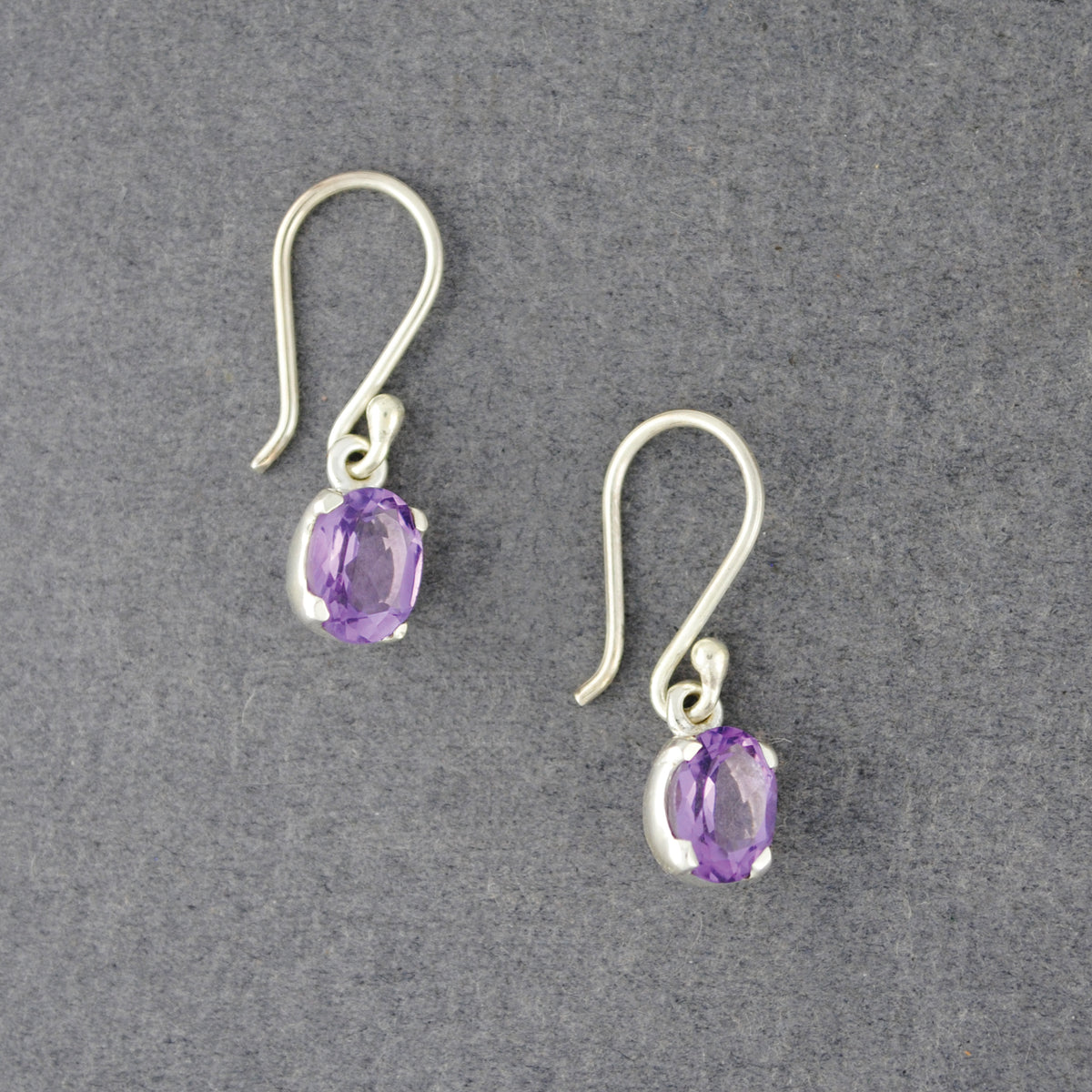 Sterling Silver Amethyst Oval Earrings