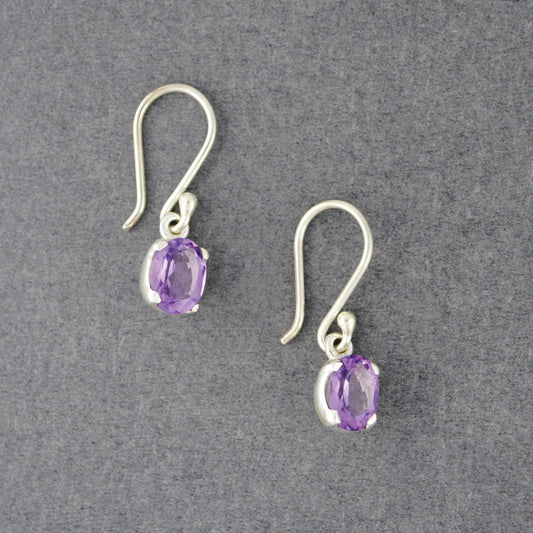 Sterling Silver Amethyst Oval Earrings
