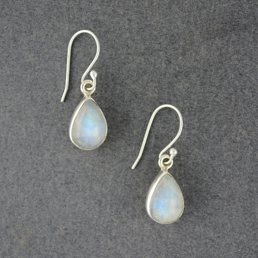 Sterling Silver Rainbow Moonstone Teardrop Earrings