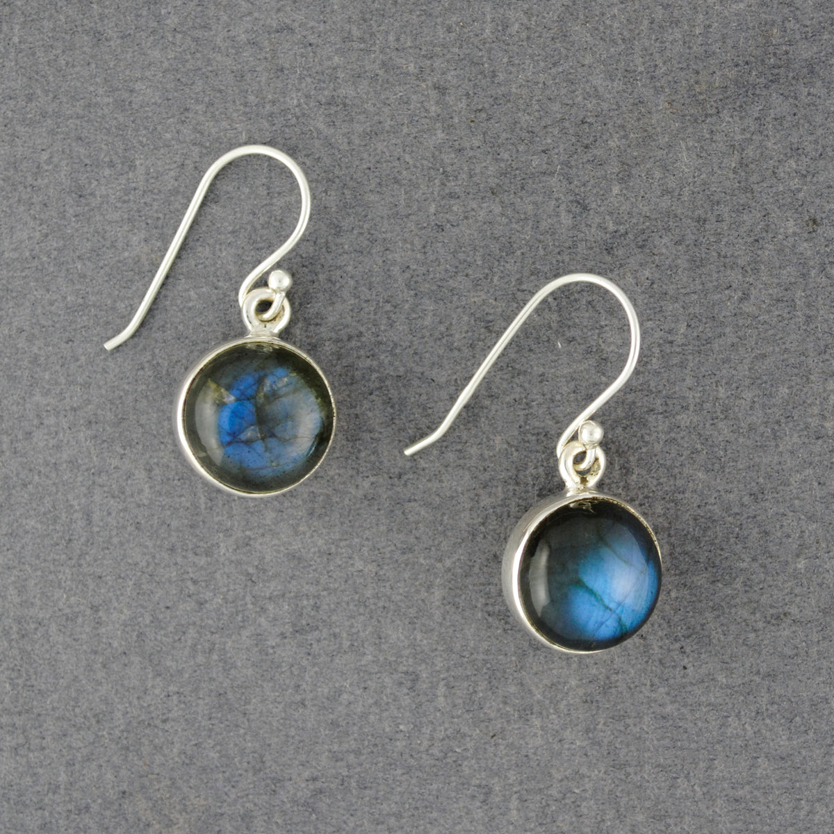 Sterling Silver Labradorite Circle Earrings