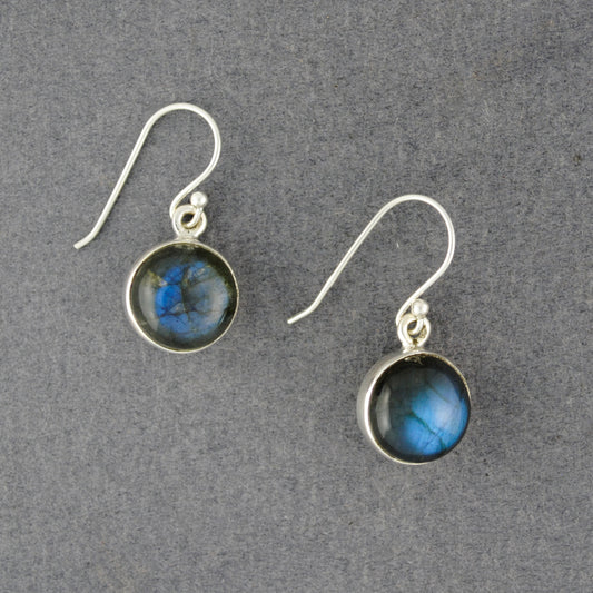 Sterling Silver Labradorite Circle Earrings