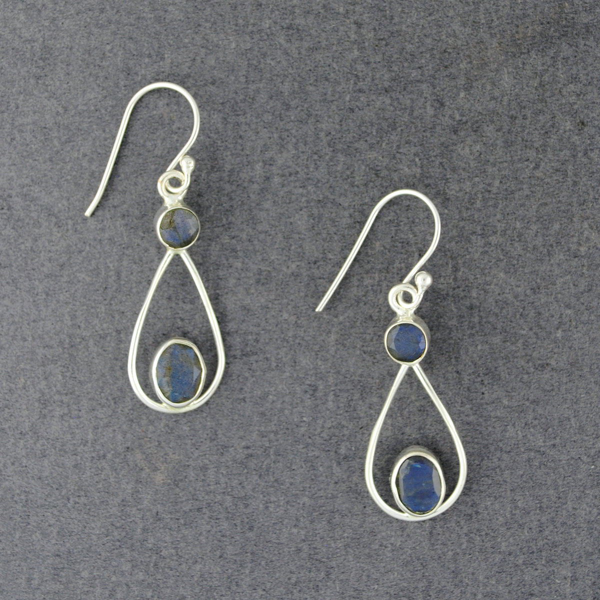 Sterling Silver Labradorite Open Drop Earrings