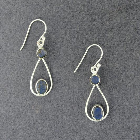 Sterling Silver Labradorite Open Drop Earrings