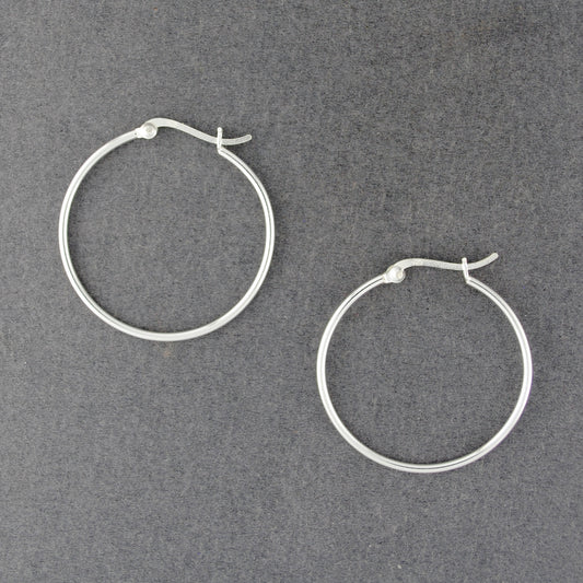 Sterling Silver Medium Click In Hoop Earrings