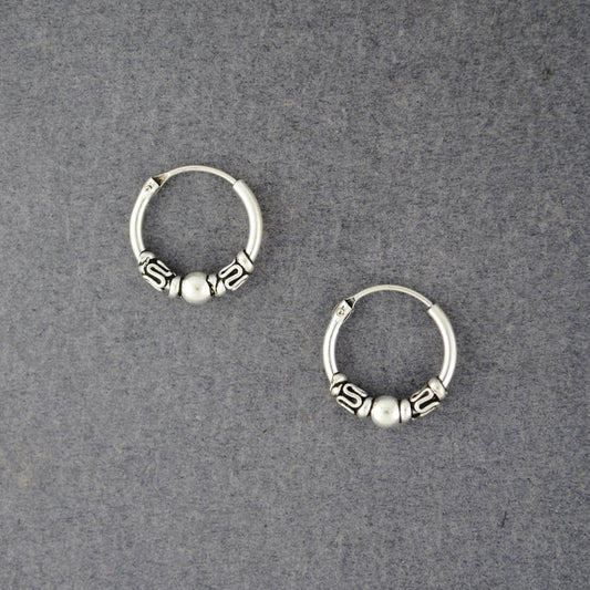 Sterling Silver Mini Beaded Hoop Earrings