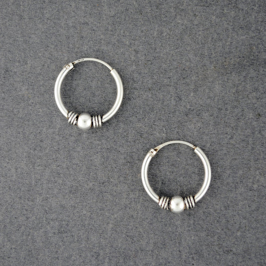Sterling Silver Mini Bead & Twist Hoop Earrings