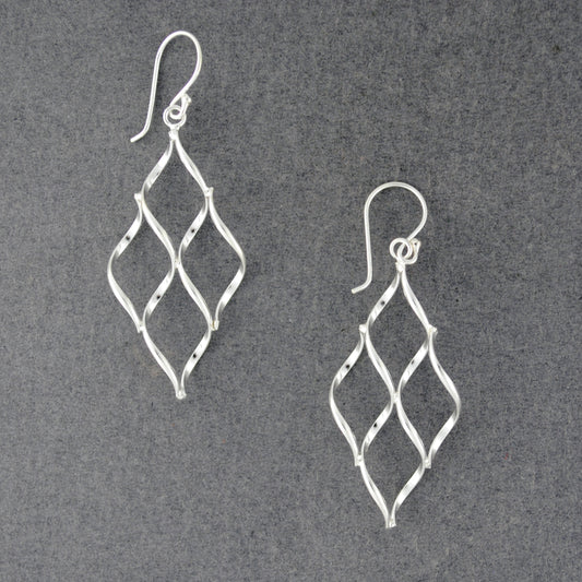 Sterling Silver Wavy Diamond Earrings