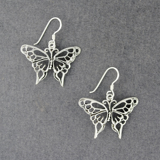 Sterling Silver Antiqued Butterfly Earrings