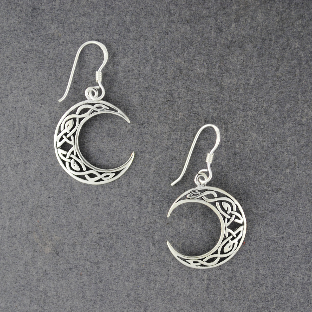 Sterling Silver Celtic Moon Earrings