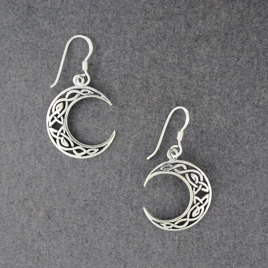 Sterling Silver Celtic Moon Earrings