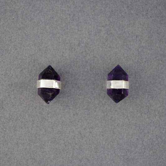Sterling Silver Amethyst Point Stud Earrings