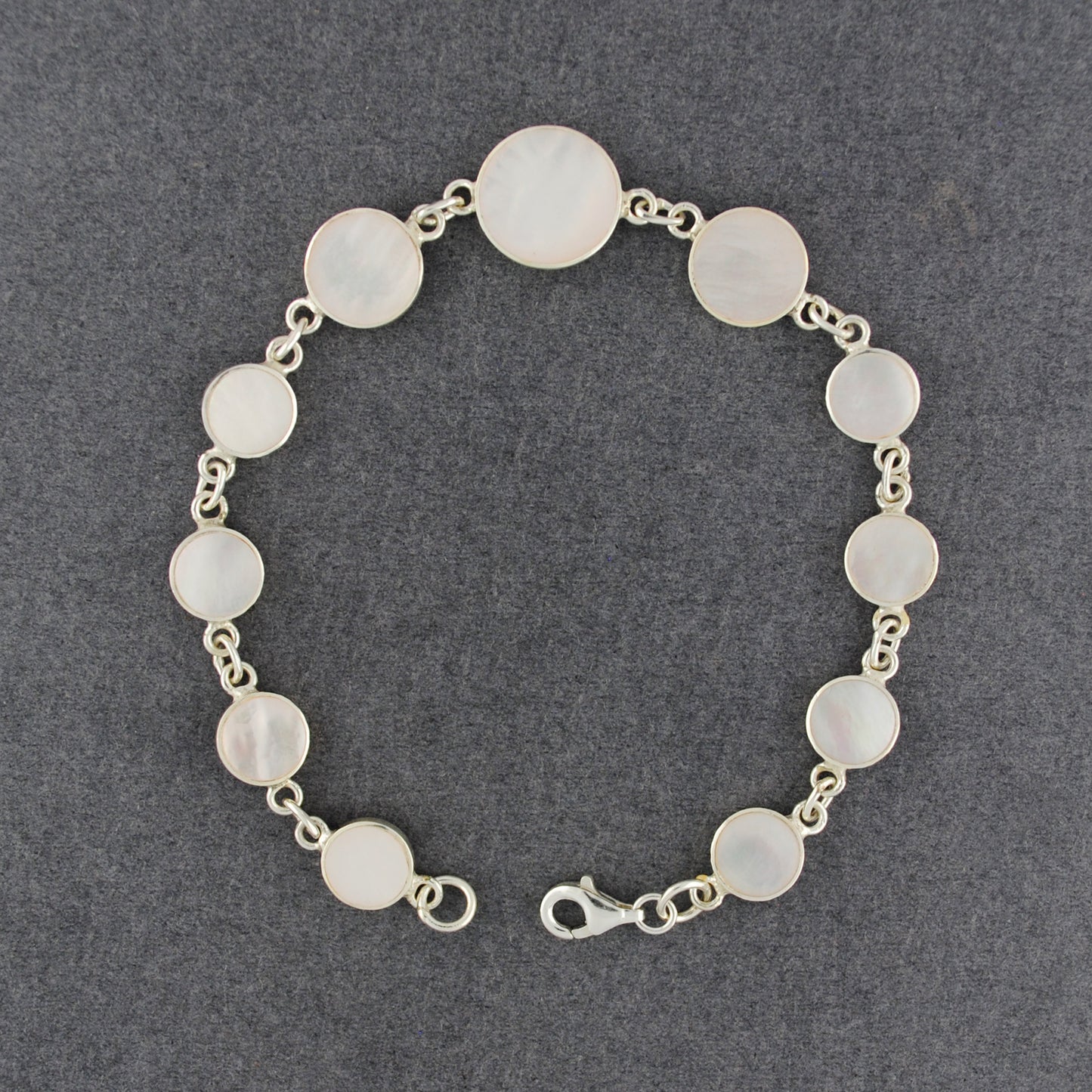 Sterling Silver Mother of Pearl Circles Bracelet