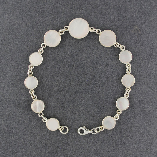 Sterling Silver Mother of Pearl Circles Bracelet