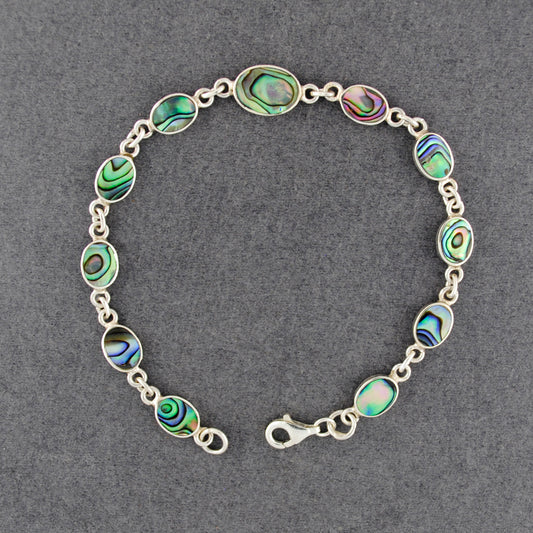Sterling Silver Abalone Ovals Bracelet