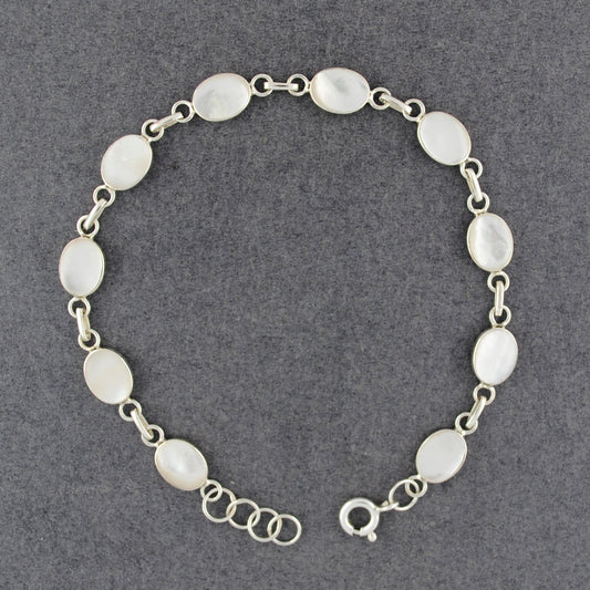 Sterling Silver Mother of Pearl Ovals Bracelet