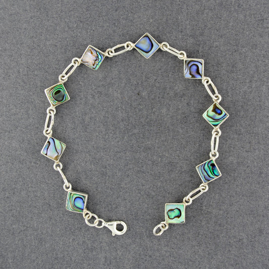 Sterling Silver Abalone Diamond Bracelet