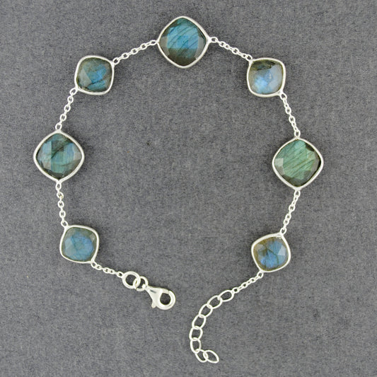 Sterling Silver Faceted Labradorite Bracelet